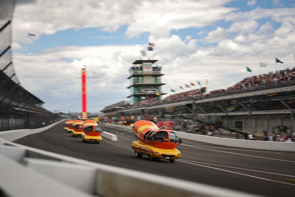 Wienermobile on the Indianapolis Motor Speedway oval